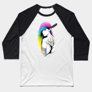 Woman American Indian 1 Baseball T-Shirt